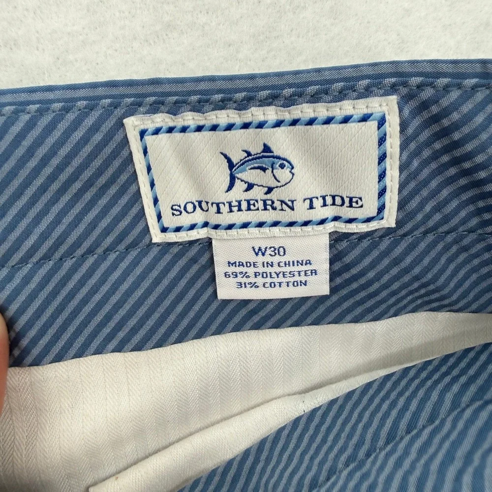 Southern Tide Mens Blue White Striped Seersucker Shorts Size 30 Casual Summer‎